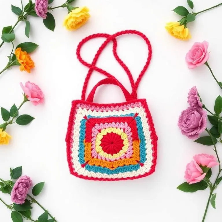 Bolso tejido a crochet de lujo en color neutro