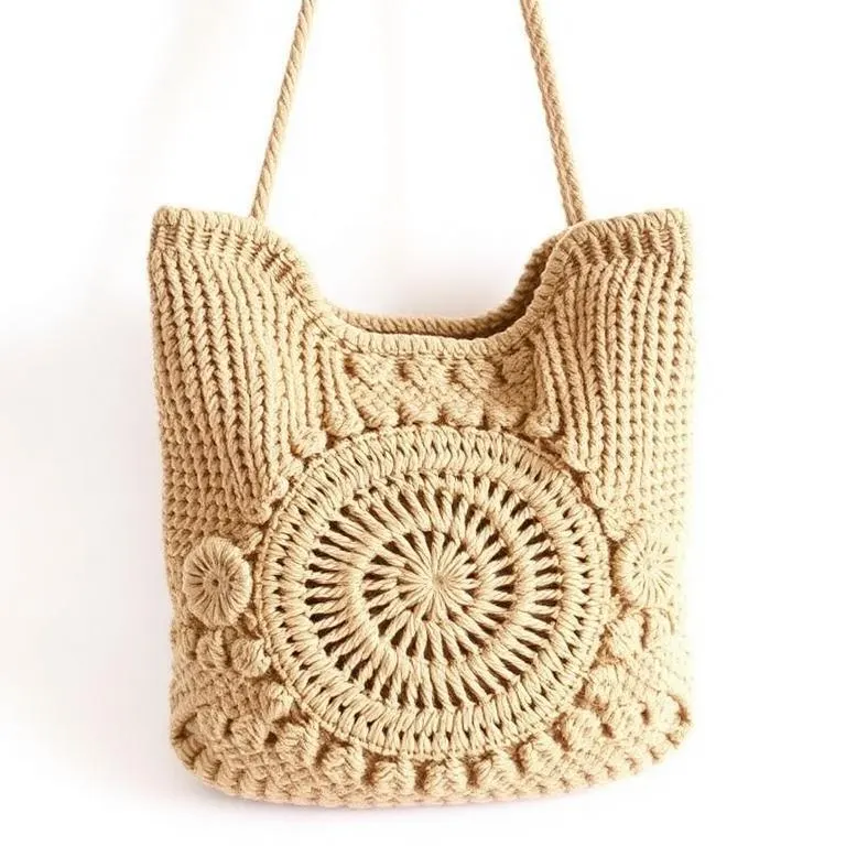Modelo de bolso tejido a crochet con asa